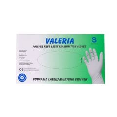VALERİA Lateks Pudrasız Muayene Eldiveni 100'lü Beyaz S