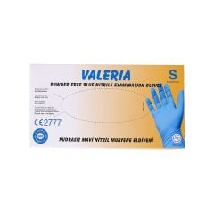 VALERİA Nitril Pudrasız Muayene Eldiveni 100'lü Mavi S 20 Paket